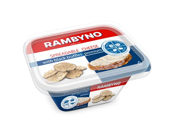 Lydytas tepamas sūrelis RAMBYNO, su juodaisiais trumais,  50% rieb., 160 g