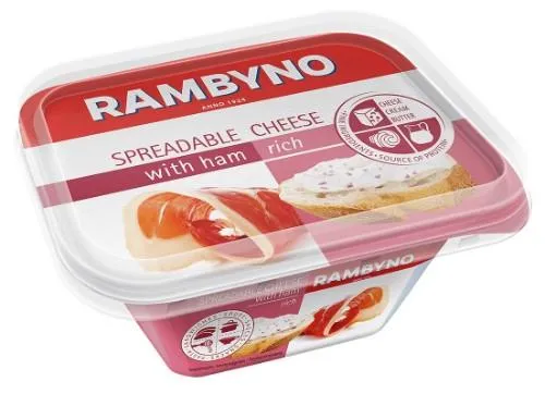 Lydytas tepamas sūrelis RAMBYNO, su kumpiu, 50% RSM, 175 g