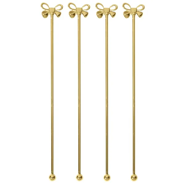 Maišiklis kokteiliams Bow Gold, nerūdijantis plienas, L 20 cm, 4 vnt