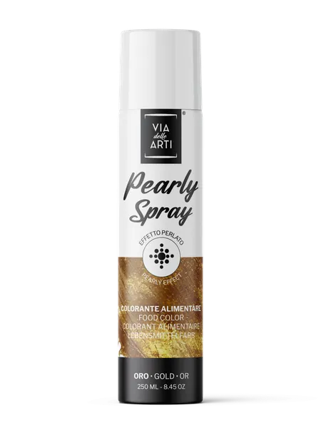 Maistiniai purškiami dažai PEARLY SPRAY auksinės perlo spalvos azo free, 250 ml