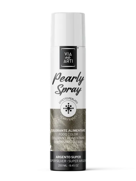 Maistiniai purškiami dažai PEARLY SPRAY, sidabrinės perlo spalvos, azo free, 250 ml