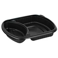 Maisto dėžutė MEALBOX, 2 dalių, juoda, PP, 625/298ml, 238 x 203 x 38 mm, 63 vnt.