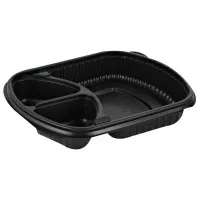 Maisto dėžutė MEALBOX,  3 dalių, juoda, PP, 625/134/134 ml, 238 x 203 x 38 mm, 63 vnt.