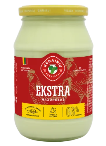 Majonezas KĖDAINIŲ Ekstra, 66% rieb., 450 ml / 430g
