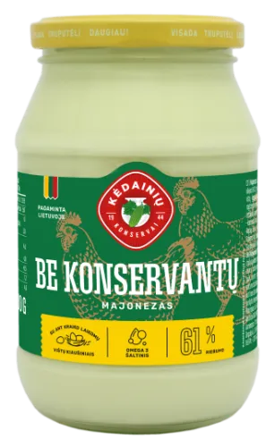 Majonezas KĖDAINIŲ Lietuviškas Be Konservantų, 61% rieb., 430 g (M)