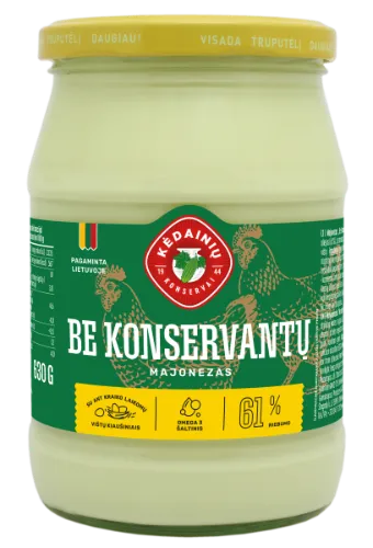 Majonezas KĖDAINIŲ Lietuviškas Be konservantų, 61% rieb., 630 g (M)