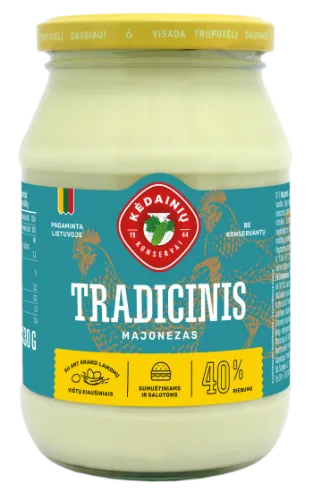Majonezas KĖDAINIŲ Tradicinis, 40% rieb., 450 ml / 430 g