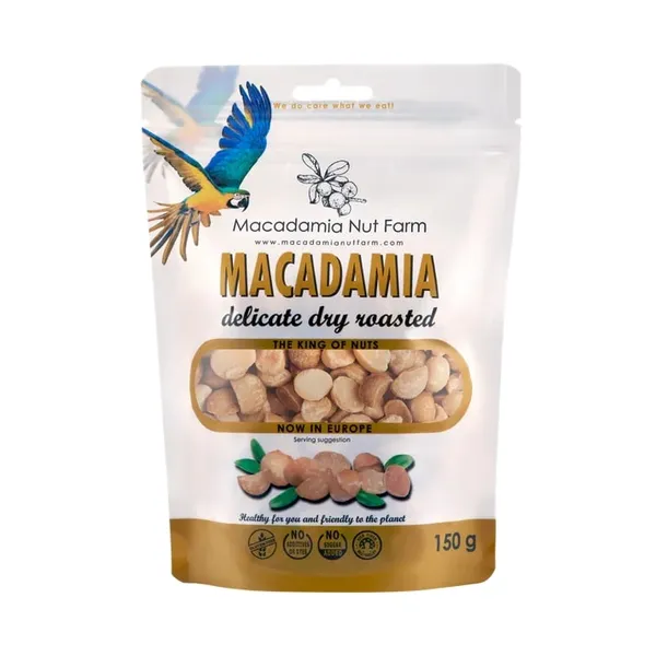 Makadamijų riešutai MACADAMIA NUT FARM, branduoliai, skrudinti, 150 g
