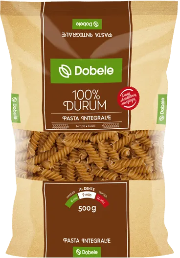 Makaronai DOBELE, Fusilli, pilno grūdo, 500 g