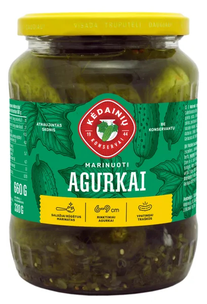 Marinuoti agurkai KĖDAINIŲ, 660 g/330 g