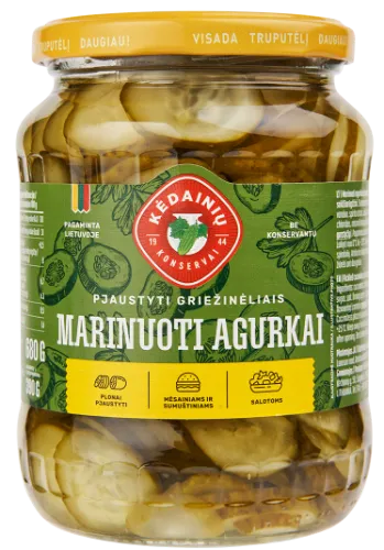 Marinuoti agurkai KĖDAINIŲ griežinėliais, 680g/390g
