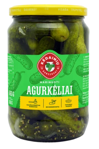 Marinuoti agurkėliai KĖDAINIŲ, 0,72/660/360 g