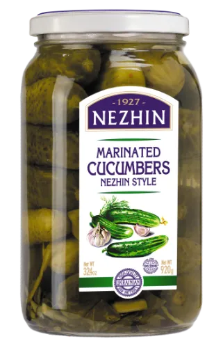 Marinuoti agurkėliai NEZHIN, 920 g / 460 g