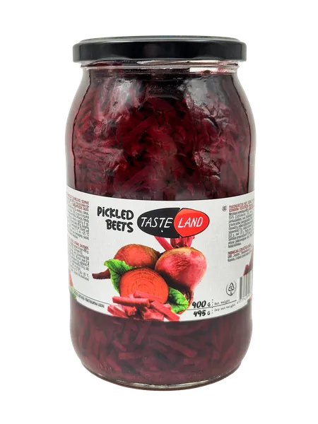 Marinuoti burokėliai TASTE LAND, pjaustyti šiaudeliais, 900 g / 495 g
