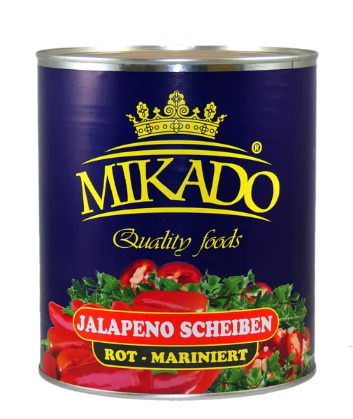 Halapenjo marinētas, sarkanās, šķēlēs MIKADO, 3kg/1.68kg