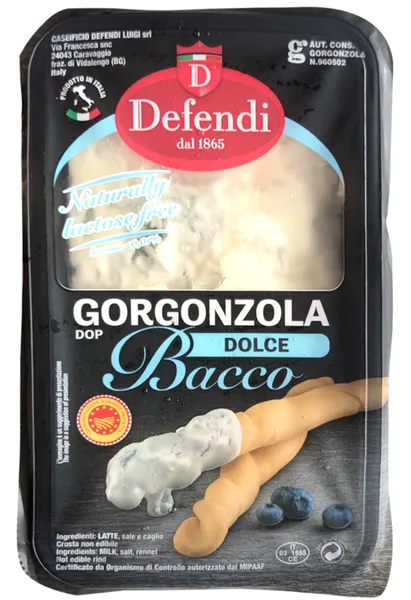 Mėlynojo pelėsio sūris Gorgonzola Dolce DEFENDI, Bacco, PDO, 32,4%, 200 g