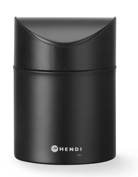 Mini šiukšliadėžė, su dangteliu, metalas, juodas, 1,2 l, D 12 cm, H 16,5 cm, vnt