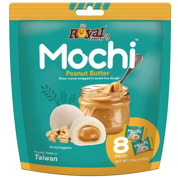 Japāņu rīsu kūka ROYAL FAMILY Mochi, ar zemesriekstu sviestu, 120g