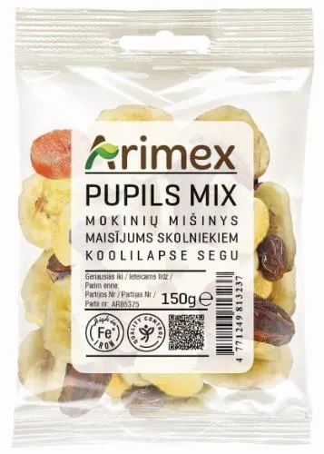 Žāvētu augļu maisījums skolniekiem ARIMEX, 150g