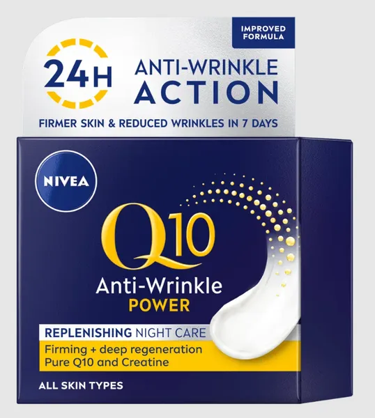 Naktinis kremas nuo raukšlių NIVEA Visage Q10 Plus 30+, 50 ml