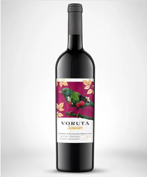 Natūralus uogų vynas VORUTA, Signature, aviečių ir juodųjų serbentų, 11%, 0,75 l