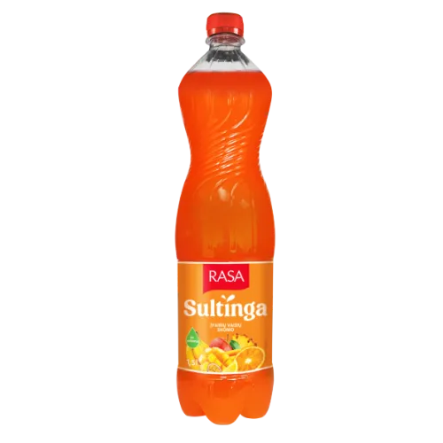 Negazuotas gaivusis gėrimas RASA Sultinga, įvairių vaisių su sultimis, 1,5 l