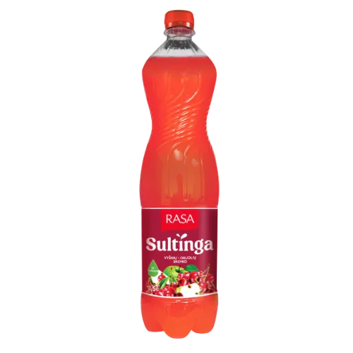 Negazuotas gaivusis gėrimas RASA Sultinga vyšnių ir obuolių skonio su sultimis, 1,5 l