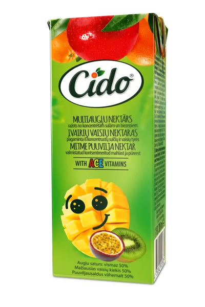 Nektaras CIDO, įvairių vaisių sulčių + A, C, E vit., 50%, 0,2 l