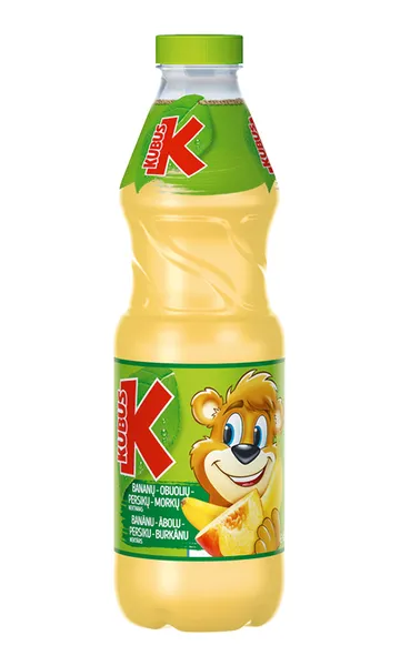 Nektaras, KUBUŠ, bananų, obuolių, persikų, morkų skonio, 0,85l, PET