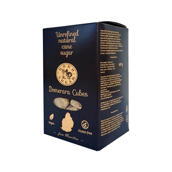 Nerafinuotas cukranendrių cukrus DODO, Demerara, gabalinis, 600 g