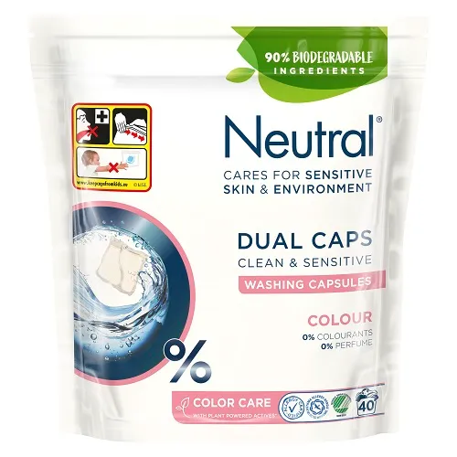 NEUTRAL DUO COLOR WASH skalbimo kapsulės spalvotiems, 40vnt.