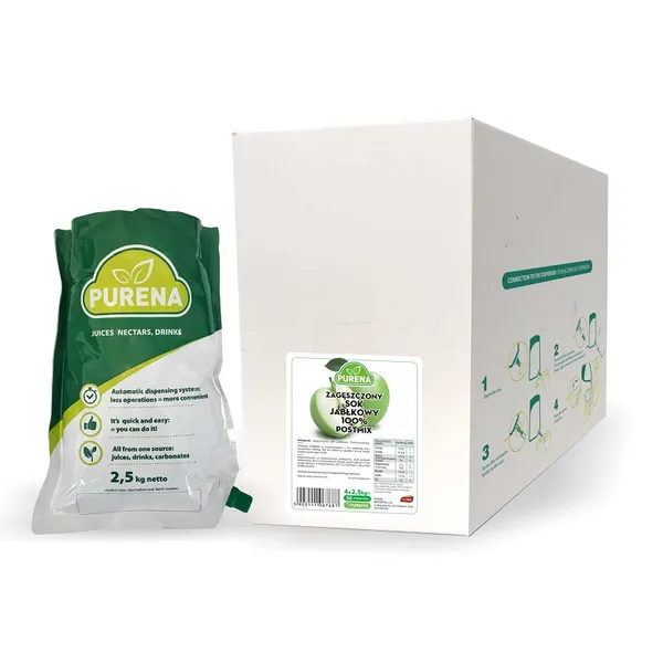 Obuolių sulčių koncentratas PURENA, 100%, 4x2.5 kg