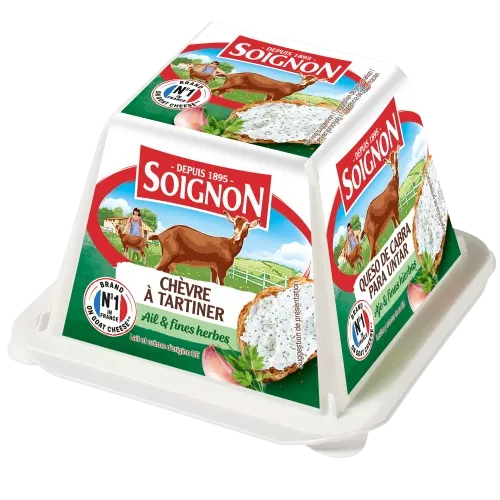 Tepamas ožkų pieno sūris SOIGNON, su česnakais ir žolelėmis, 55% rieb.s.m., 150 g