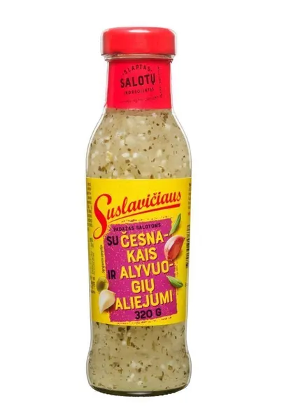 Padažas salotoms SUSLAVIČIAUS, su česnakais ir alyvuogių al. 320 g
