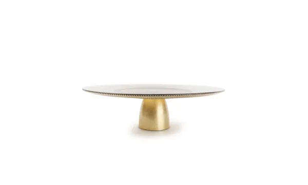 Padėklas Glint Gold, tortui, ant kojelės, stiklas, D 33 cm, H 10 cm, vnt