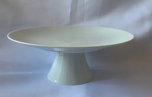 Padėklas tortui, ant kojelės, baltas, porcelianas, D 21,6 cm, H 11,5 cm, vnt