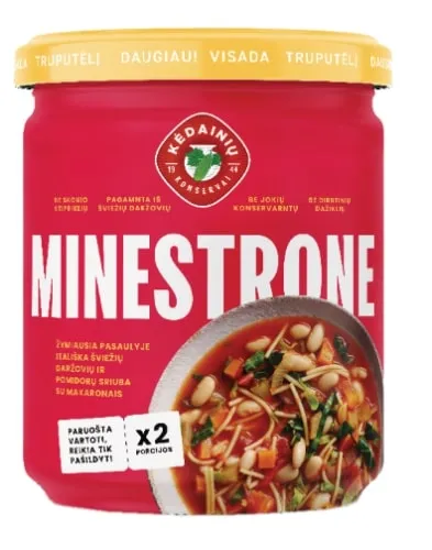 Paruošta Itališka šviežių daržovių ir pomidorų sriuba KĖDAINIŲ Minestrone, su makaronais, 480 g
