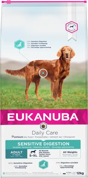 Pašaras šunims EUKANUBA, Daily care suaugusiems, visų veislių, su jautriu virškinamuoju trakt. 12kg
