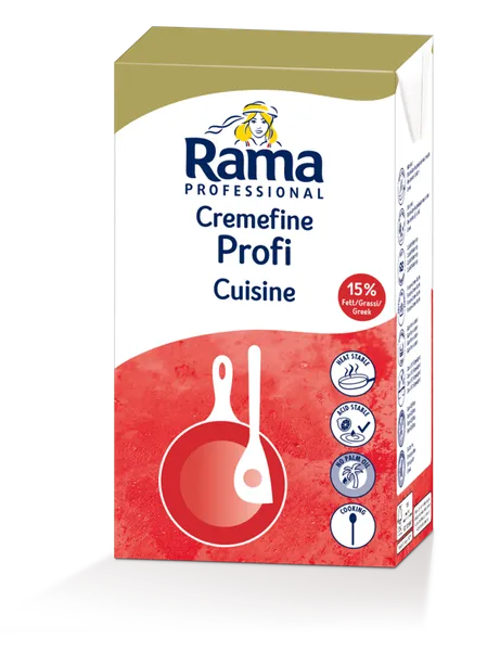 Pasukų ir augalinių riebalų mišinys RAMA Cremefine Profi,HALAL, 15%, 1 l