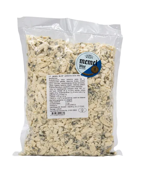 Zilais pelējuma siers VILVI, 50%, smalcināts, 1kg