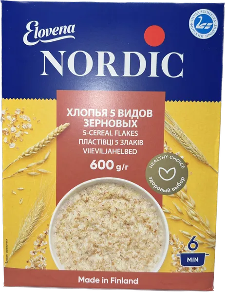 Penkių grūdų dribsniai NORDIC, 600 g
