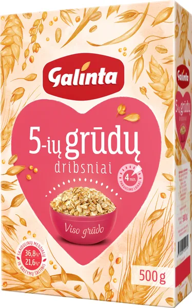 Penkių rūšių grūdų dribsniai GALINTA EKSTRA, 500 g