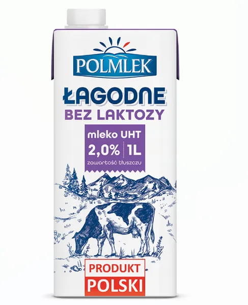 Piens POLMLEK, 2%, bez laktozes, UAT, 1l