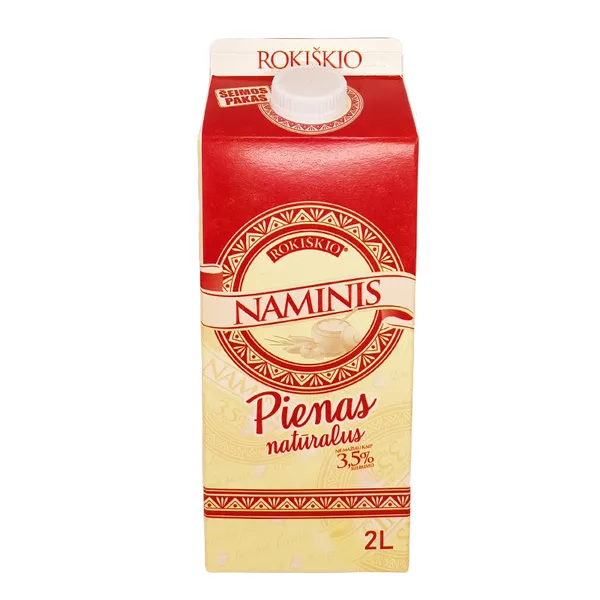 Pienas ROKIŠKIO NAMINIS, 3,5%, natūralus, 2 l, Elopak