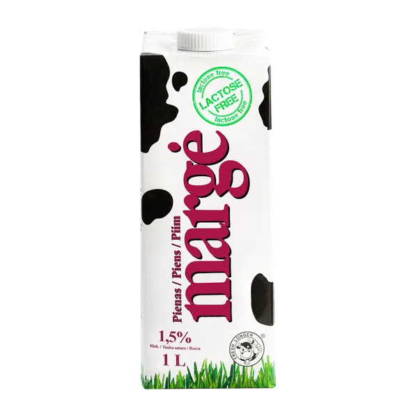 Pienas UAT MARGĖ, be laktozės, 1,5%, 1 l