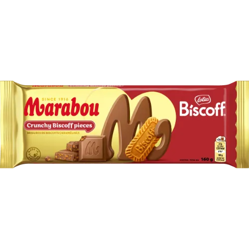Pieninis šokoladas MARABOU, su Biscoff sausainiais, 160 g