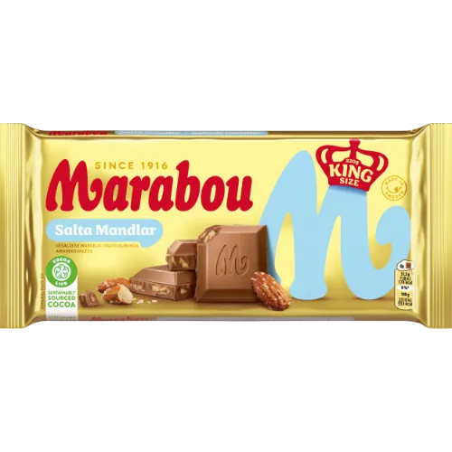 Piena šokolāde MARABOU ar sāļajām mandelēm, 220g