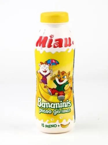 Pieno gėrimas MIAU, 2,3%, bananinis, sterilizuotas, 0,45 l