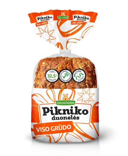 Pikniko duonelės su ruginiais viso grūdo dalių miltais,įpjautos 240 g (4x60g)