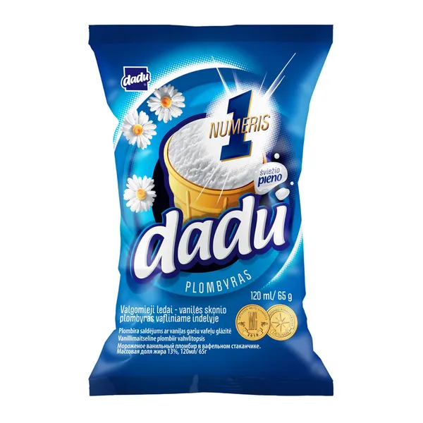Plombyriniai vanilininiai ledai DADU, 120 ml / 65 g